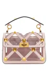Valentino Pastel Pink Polymeric Material And Leather Medium Roman Stud Handbag