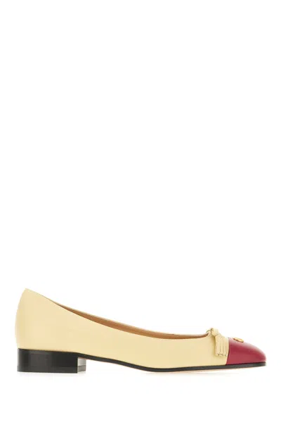 Valentino Garavani Pastel Yellow Leather Ballerinas