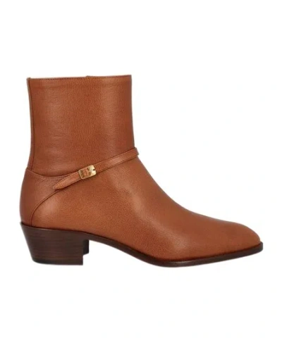 VALENTINO GARAVANI VALENTINO PAT ALMOND TOE ANKLE BOOTS