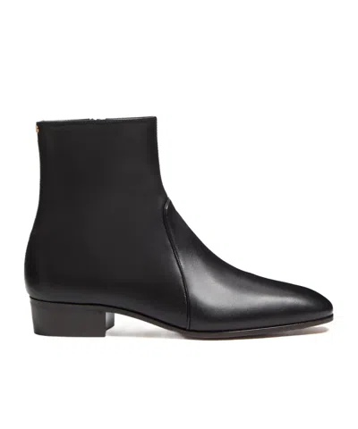 Valentino Garavani Pat Ankle Boot In Kidskin In Black