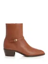 Valentino Pat Ankle Boot In Kidskin In Brown