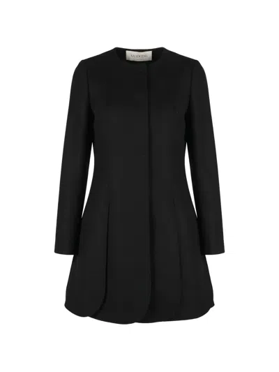 Valentino Patch-pocket Coat In Black