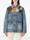Valentino Patchwork Denim Jacket In Blue