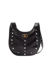 Valentino Garavani Small Hoboho Chevron Quilted Shoulder Bag With Studs In Black