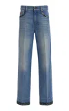 Valentino Patchwork Rigid High-rise Straight-leg Jeans In Medium Wash