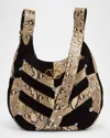Valentino Patchwork Suede & Python Hobo Bag In Black