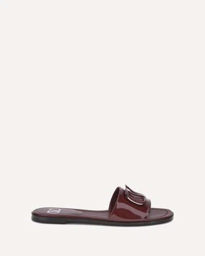 VALENTINO GARAVANI PATENT LEATHE VLOGO SLIDE SANDALS