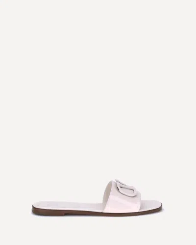 Valentino Garavani Patent Leathe Vlogo Slide Sandals In White