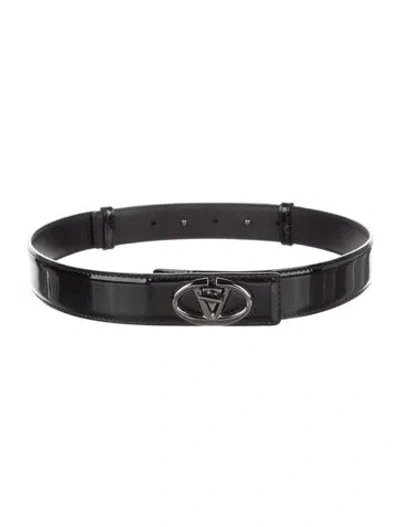 Pre-owned Valentino Garavani Patent Leather Belt In Black