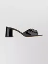 Valentino Patent Leather Block Heel Slide Mules In Black
