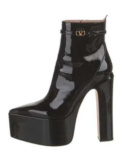 Pre-owned Valentino Garavani Patent Leather Boots In Black