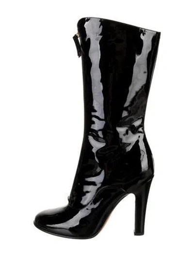 Pre-owned Valentino Garavani Patent Leather Boots In Black