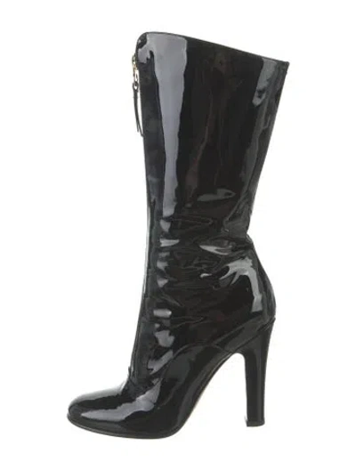 Pre-owned Valentino Garavani Patent Leather Boots In Black