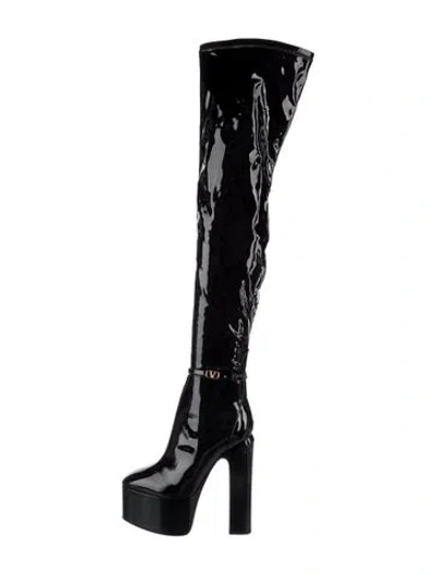 Pre-owned Valentino Garavani Patent Leather Boots In Black