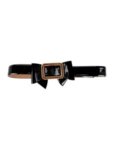 Pre-owned Valentino Garavani Patent Leather Bow Accents Belt Kit In Black