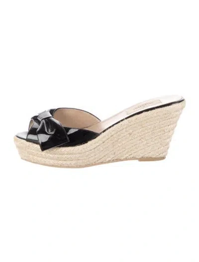 Pre-owned Valentino Garavani Patent Leather Bow Accents Espadrilles