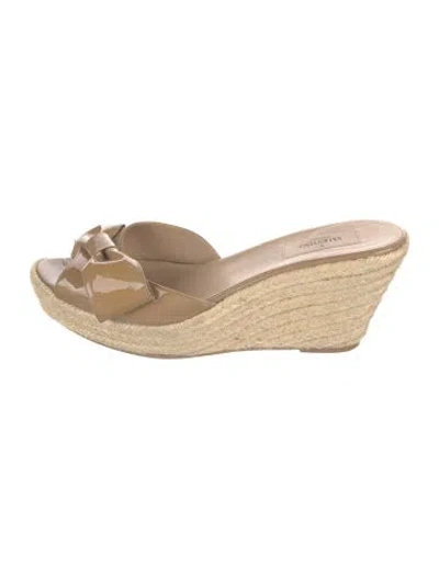 Pre-owned Valentino Garavani Patent Leather Bow Accents Espadrilles In Multi