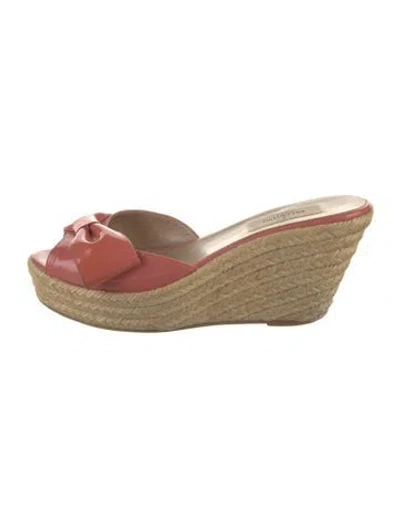 Pre-owned Valentino Garavani Patent Leather Bow Accents Espadrilles In Pink