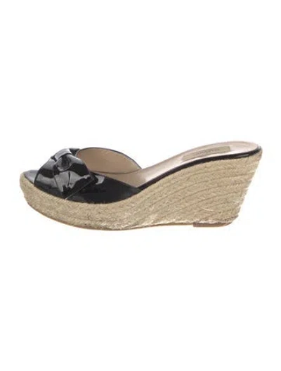 Pre-owned Valentino Garavani Patent Leather Bow Accents Mules In Black