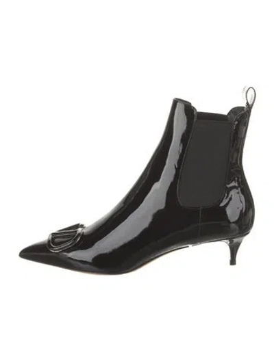 Pre-owned Valentino Garavani Patent Leather Chelsea Boots In Black