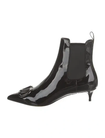 Pre-owned Valentino Garavani Patent Leather Chelsea Boots In Black