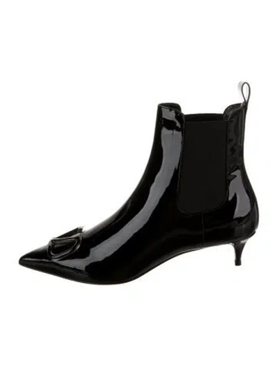 Pre-owned Valentino Garavani Patent Leather Chelsea Boots W/ Tags In Black