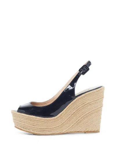 Pre-owned Valentino Garavani Patent Leather Espadrille Sandals In Black