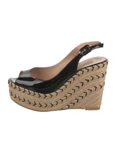 Pre-owned Valentino Garavani Patent Leather Espadrilles In Black