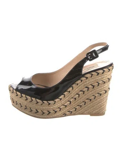 Pre-owned Valentino Garavani Patent Leather Espadrilles In Black