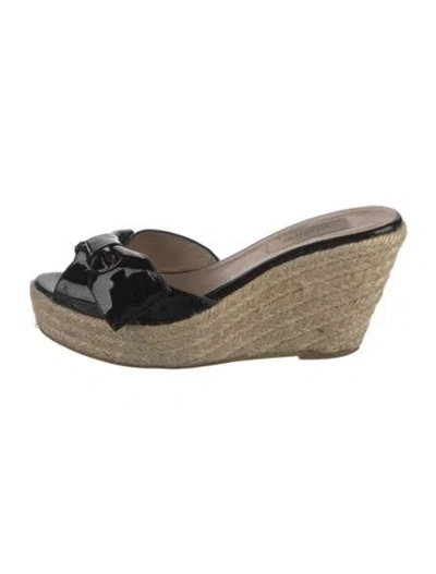 Pre-owned Valentino Garavani Patent Leather Espadrilles In Black
