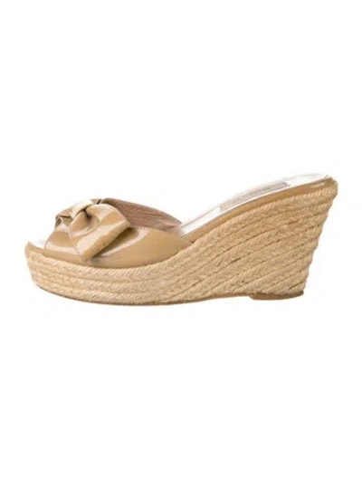 Pre-owned Valentino Garavani Patent Leather Espadrilles In Neutrals