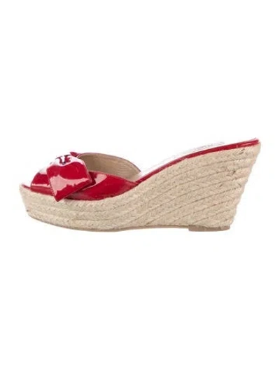 Pre-owned Valentino Garavani Patent Leather Printed Espadrilles In Red