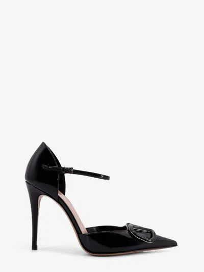 Valentino Garavani Patent Leather Pumps With Vlogo Signature In Black