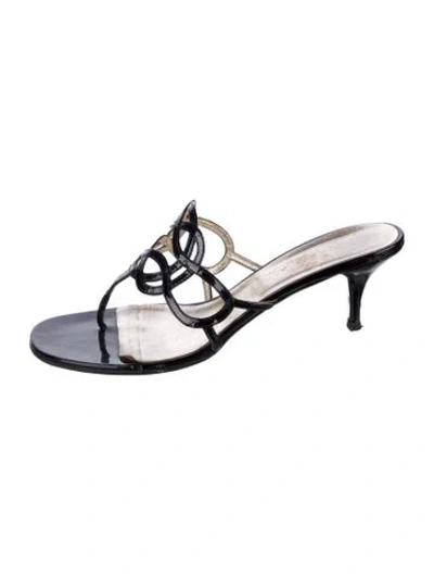 Pre-owned Valentino Garavani Patent Leather Slides In Black