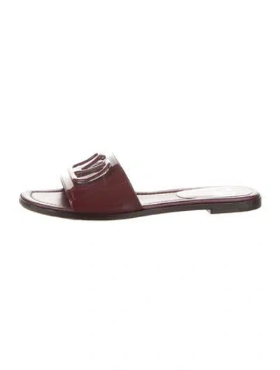 Pre-owned Valentino Garavani Patent Leather Slides In Burgundy