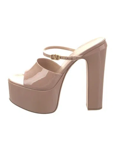 Pre-owned Valentino Garavani Patent Leather Slides In Pink