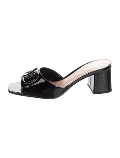Pre-owned Valentino Garavani Patent Leather Slides W/ Tags In Black