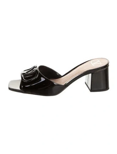 Pre-owned Valentino Garavani Patent Leather Slides W/ Tags In Black