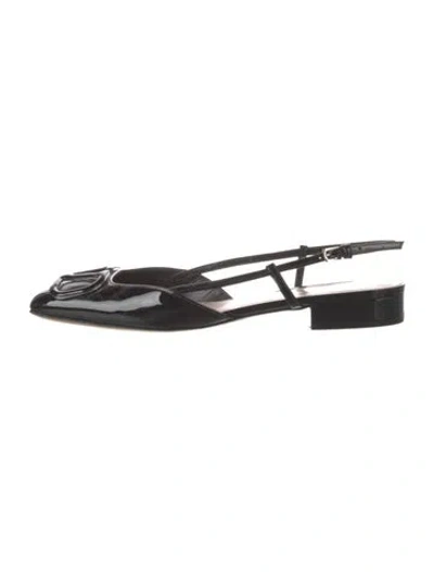 Pre-owned Valentino Garavani Patent Leather Slingback Flats In Black