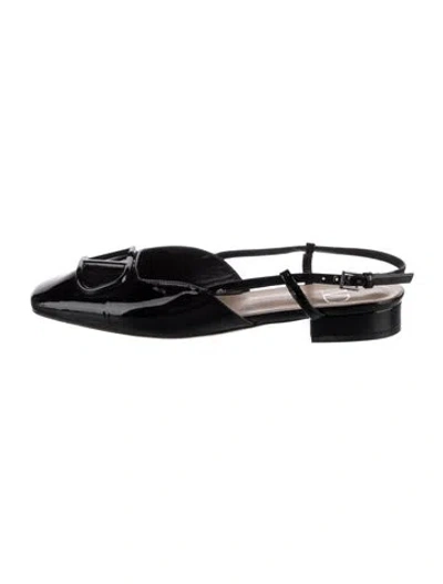 Pre-owned Valentino Garavani Patent Leather Slingback Flats In Black