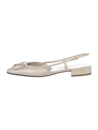 Pre-owned Valentino Garavani Patent Leather Slingback Flats In Neutral