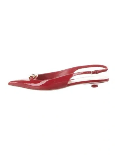 Pre-owned Valentino Garavani Patent Leather Slingback Flats In Red
