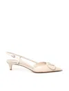 Valentino Womens White Vlogo 40 Pointed-toe Leather Slingback Courts