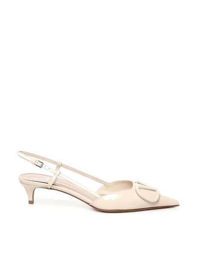 Valentino Garavani Womens White Vlogo 40 Pointed-toe Leather Slingback Courts