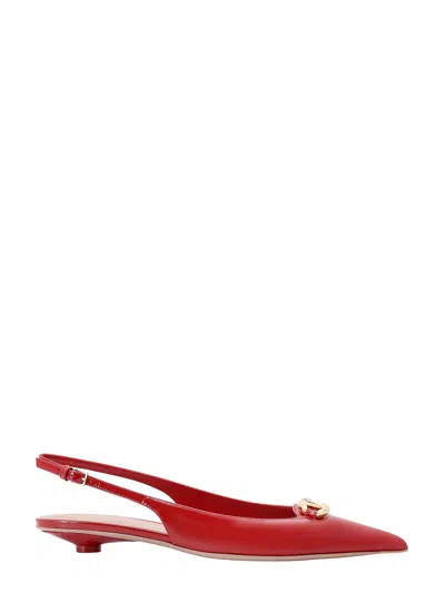 Valentino Garavani Patent Leather Slingback With Vlogo Signature Detail In Red