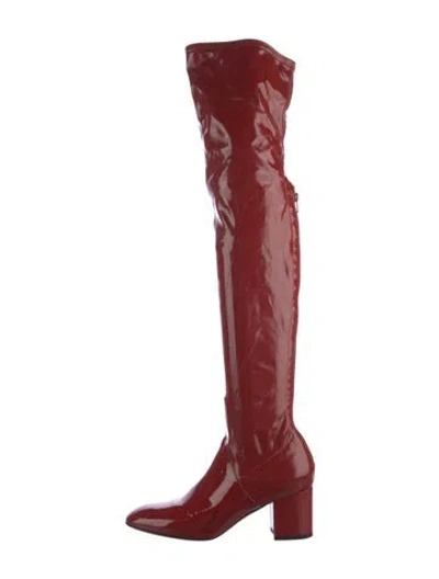 Pre-owned Valentino Garavani Patent Leather Sock Boots In Red