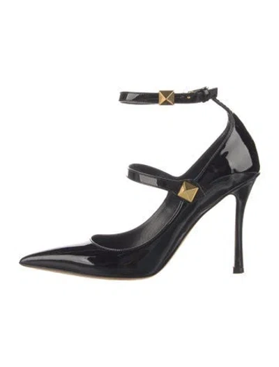 Pre-owned Valentino Garavani Patent Leather Studded Accents Pumps In Blue
