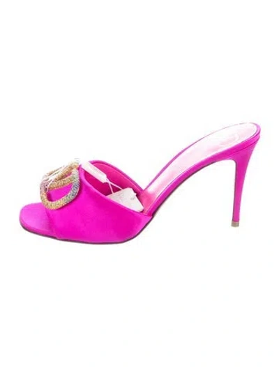 Pre-owned Valentino Garavani Patent Leather Studded Accents Slides In Pink