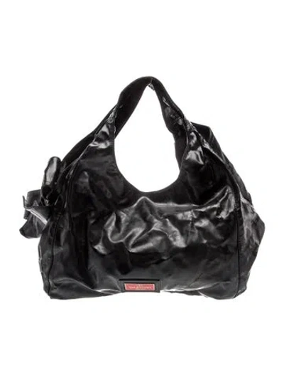 Pre-owned Valentino Garavani Patent Leather Top Handle Bag In Black