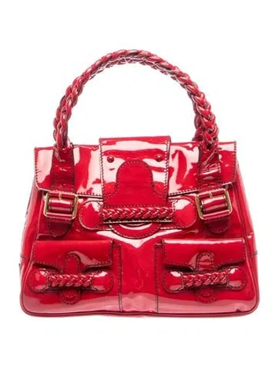 Pre-owned Valentino Garavani Patent Leather Top Handle Bag In Red